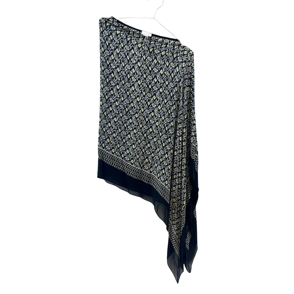 J. JILL Ikat Print Asymmetrical Scarf Shawl • One Size • black yellow boho chic